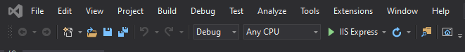 Visual Studio Toolbar Menu
